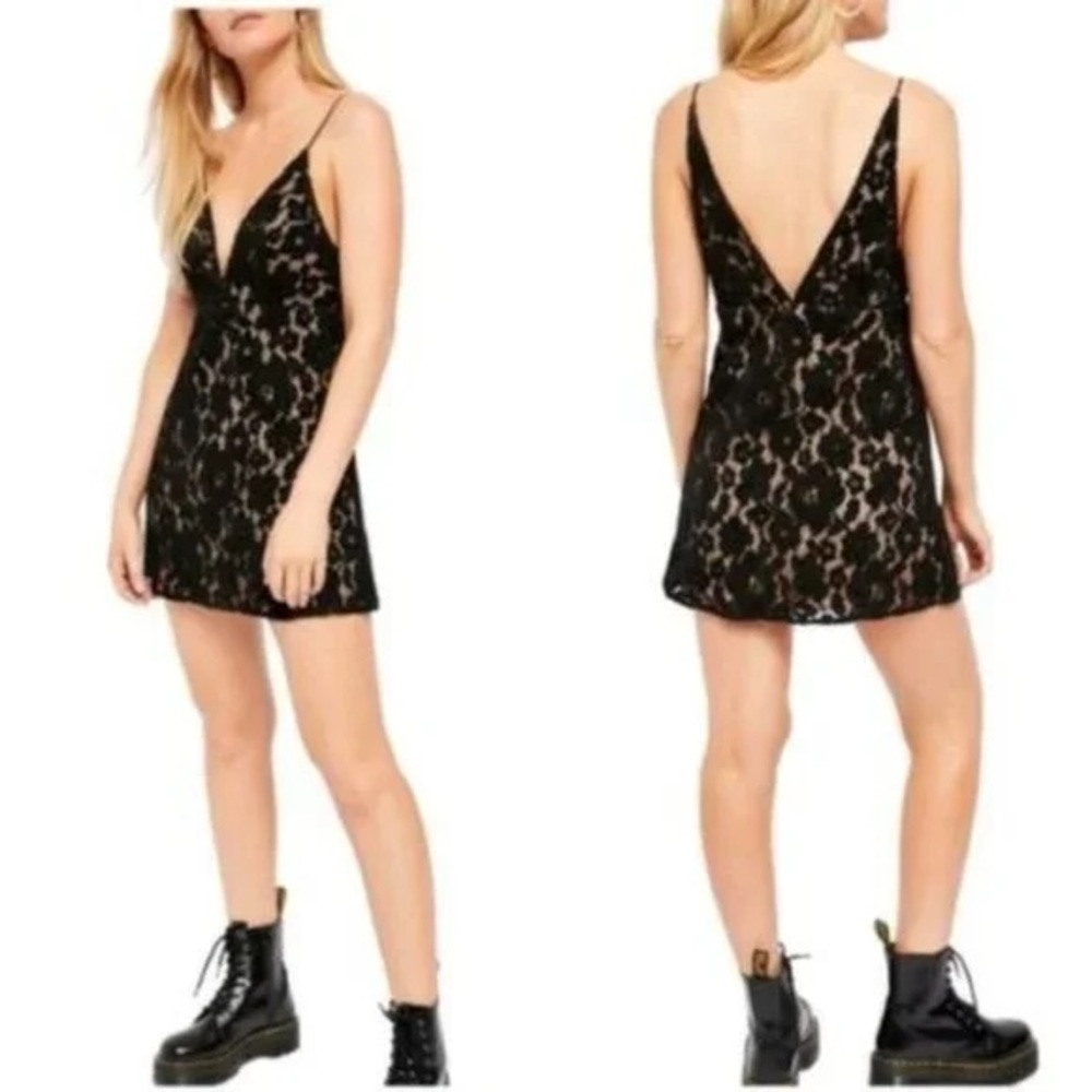 Free People Dangerous Love Mini Dress in Black
